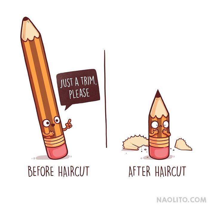 Before Haircut After Haircut on Pencil 