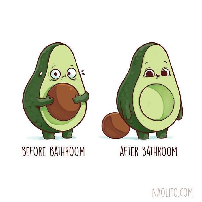 Before Bathroom After Bathroom Avocado Illustration